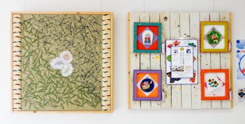 老人介護施設で作品展示をしています。